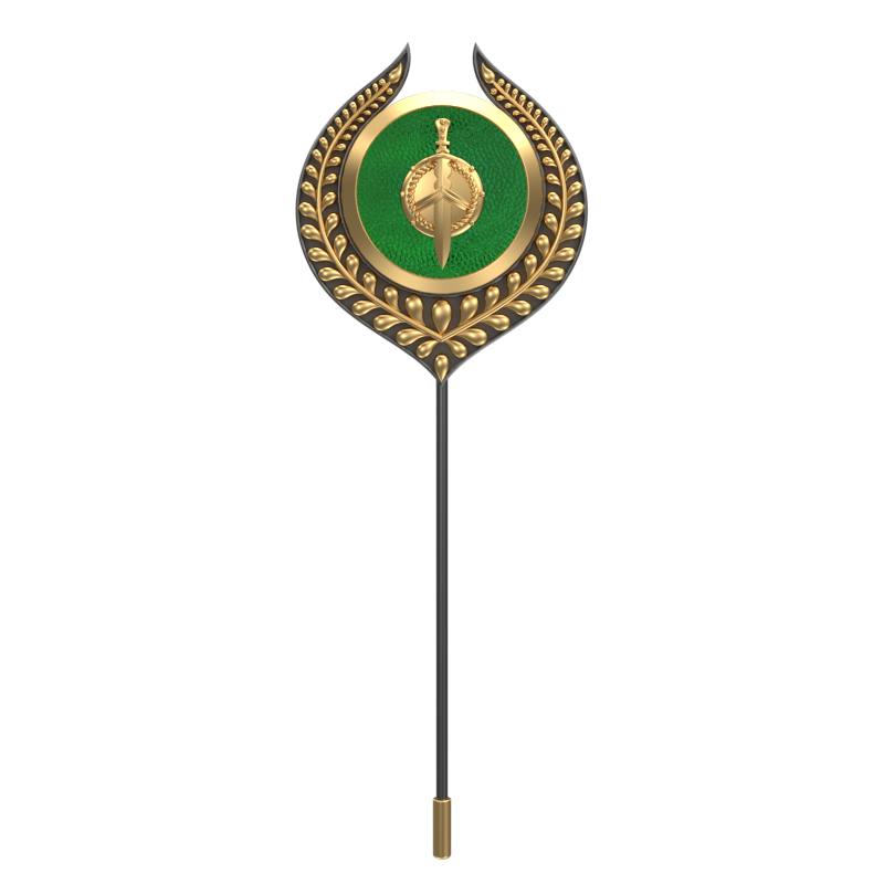 Honour ,Leaf Edgy Lapel with 18kt Gold & Black Ruthenium Plating and Enamel on Brass.