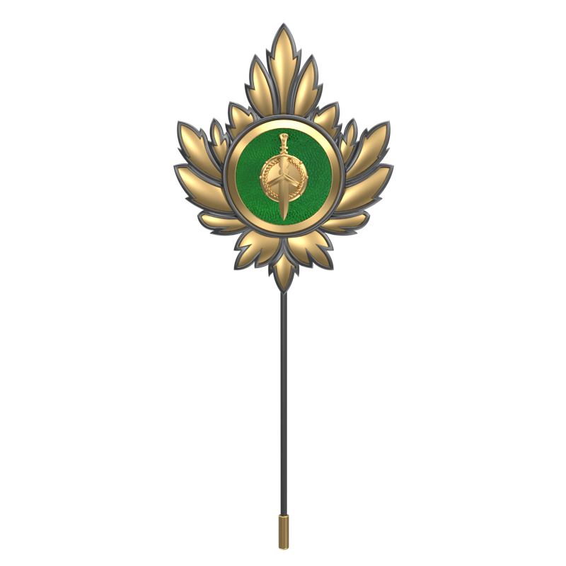 Honour ,Mapel Edgy Lapel with 18kt Gold & Black Ruthenium Plating and Enamel on Brass.