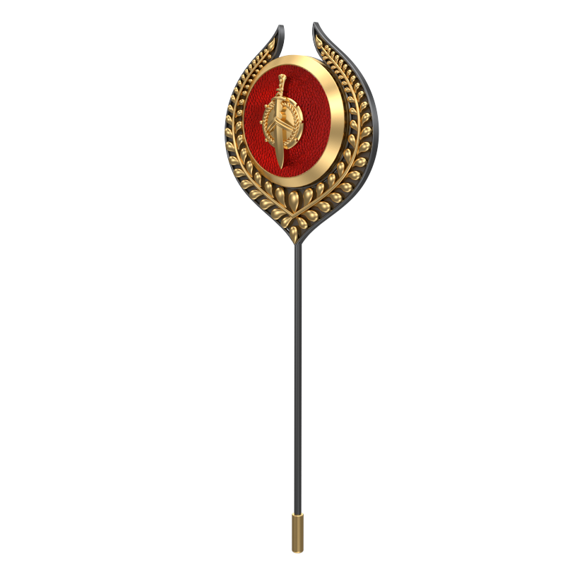 Honour ,Leaf Edgy Lapel with 18kt Gold & Black Ruthenium Plating and Enamel on Brass.
