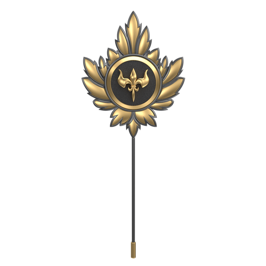 Rudra ,Mapel Edgy Lapel with 18kt Gold & Black Ruthenium Plating and Enamel on Brass.