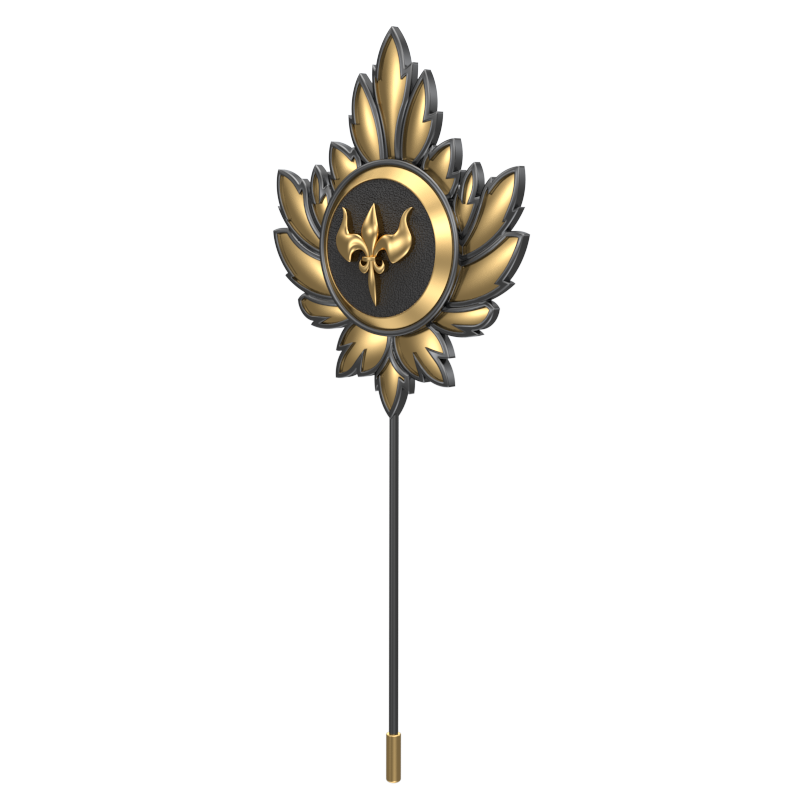 Rudra ,Mapel Edgy Lapel with 18kt Gold & Black Ruthenium Plating and Enamel on Brass.
