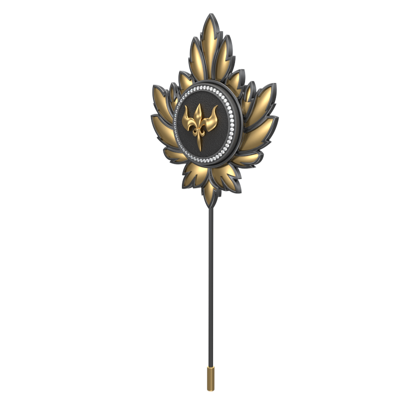 Rudra Luxe, Mapel Edgy Lapel with CZ Diamonds, 18kt Gold & Black Ruthenium Plating on Brass.