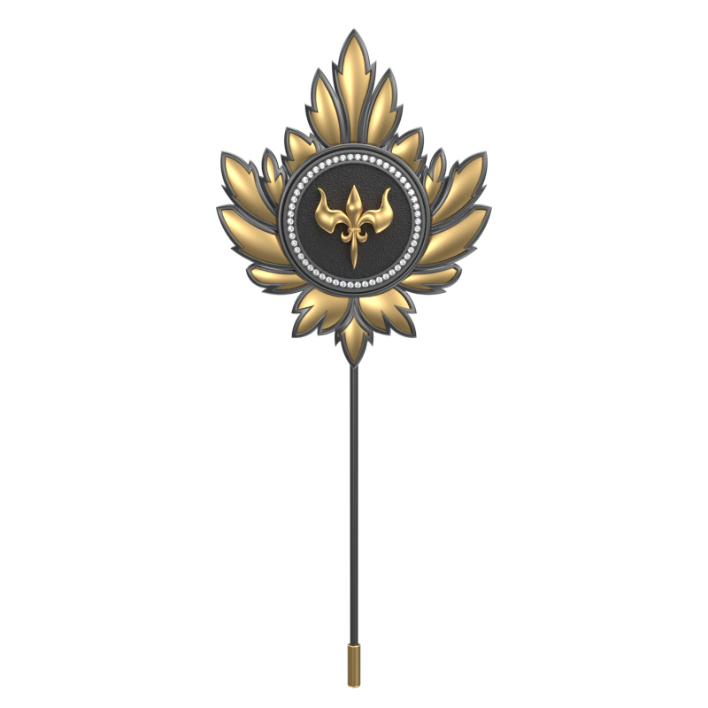 Rudra Luxe, Mapel Edgy Lapel with CZ Diamonds, 18kt Gold & Black Ruthenium Plating on Brass.