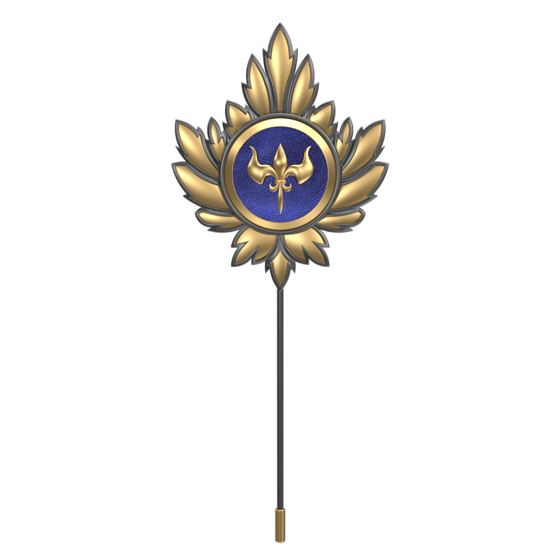 Rudra ,Mapel Edgy Lapel with 18kt Gold & Black Ruthenium Plating and Enamel on Brass.