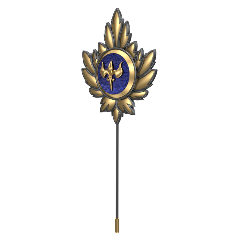 Rudra ,Mapel Edgy Lapel with 18kt Gold & Black Ruthenium Plating and Enamel on Brass.
