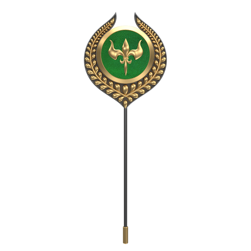 Rudra ,Leaf Edgy Lapel with 18kt Gold & Black Ruthenium Plating and Enamel on Brass.