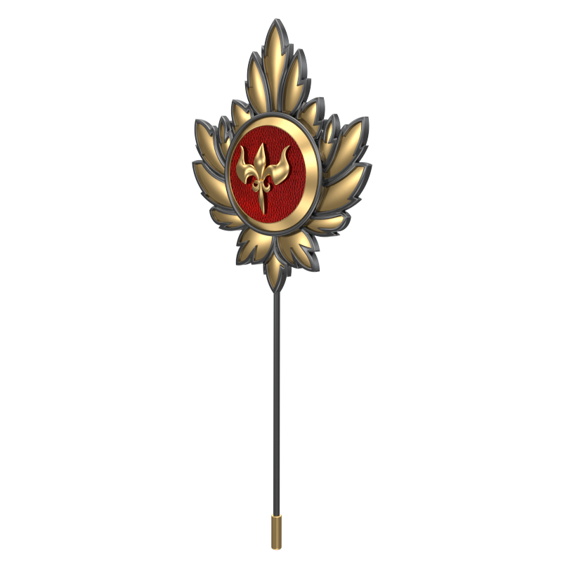 Rudra ,Mapel Edgy Lapel with 18kt Gold & Black Ruthenium Plating and Enamel on Brass.