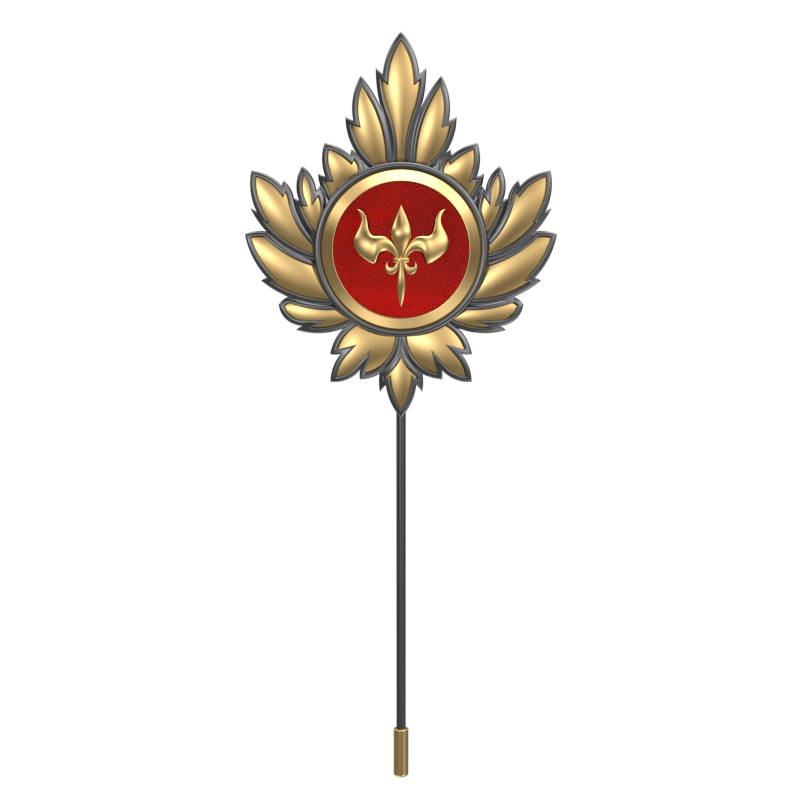 Rudra ,Mapel Edgy Lapel with 18kt Gold & Black Ruthenium Plating and Enamel on Brass.