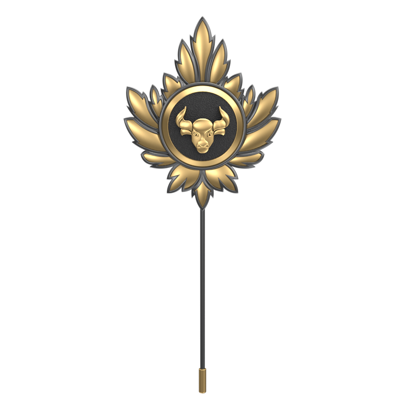 Taurus Zodiac, Maple Constellation Lapel with 18kt Gold & Black Ruthenium Plating and Enamel on Brass.