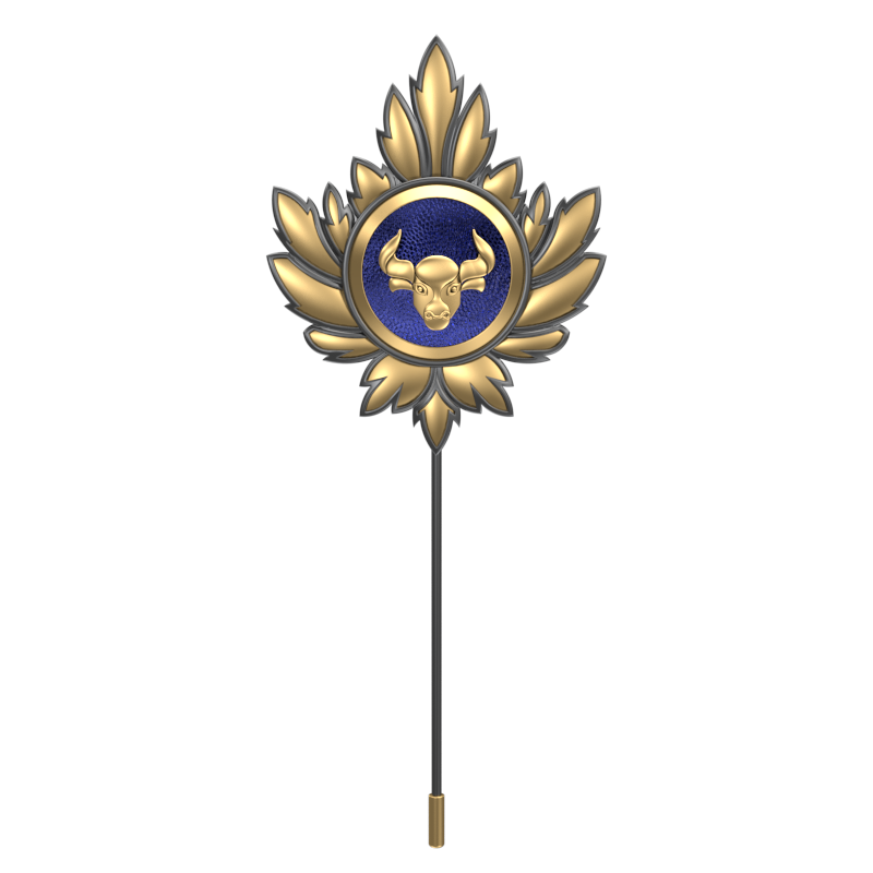 Taurus Zodiac, Maple Constellation Lapel with 18kt Gold & Black Ruthenium Plating and Enamel on Brass.