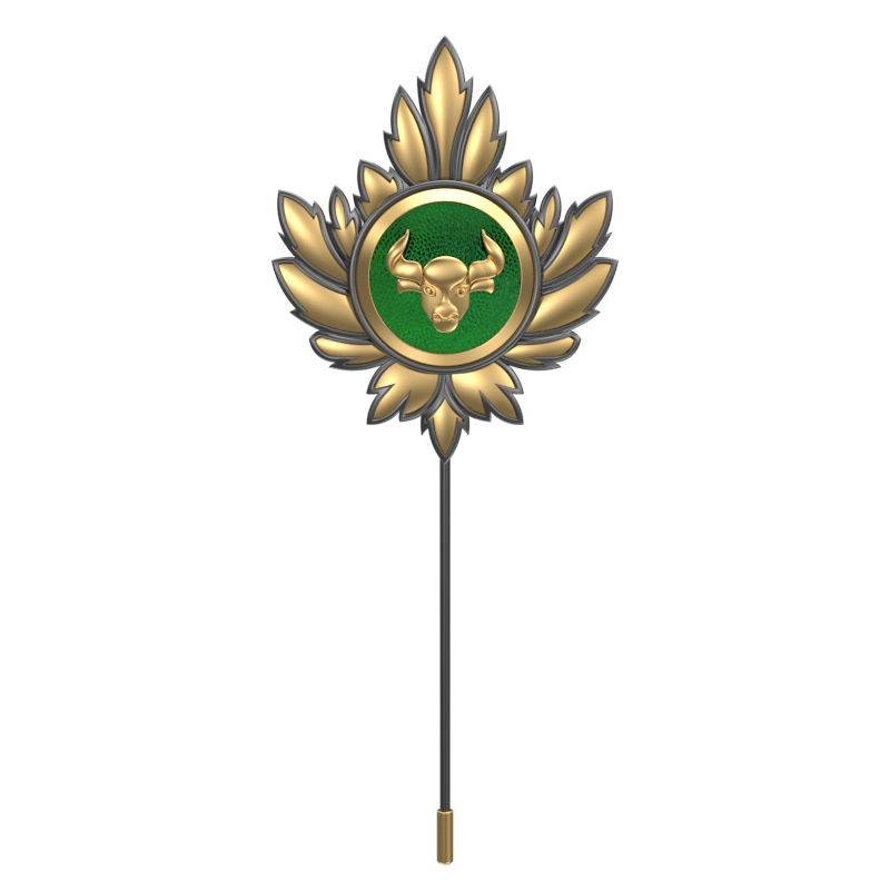 Taurus Zodiac, Maple Constellation Lapel with 18kt Gold & Black Ruthenium Plating and Enamel on Brass.