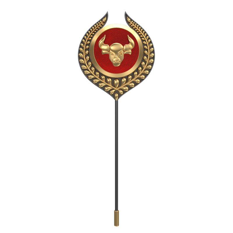 Taurus Zodiac, Leaf Constellation Lapel with 18kt Gold & Black Ruthenium Plating and Enamel on Brass.