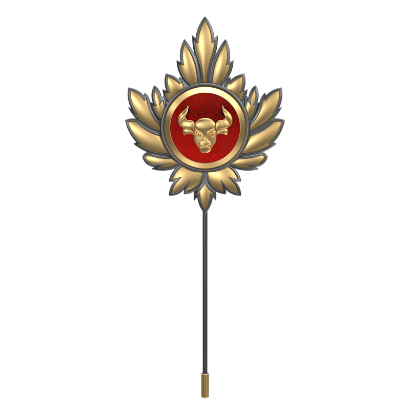 Taurus Zodiac, Maple Constellation Lapel with 18kt Gold & Black Ruthenium Plating and Enamel on Brass.