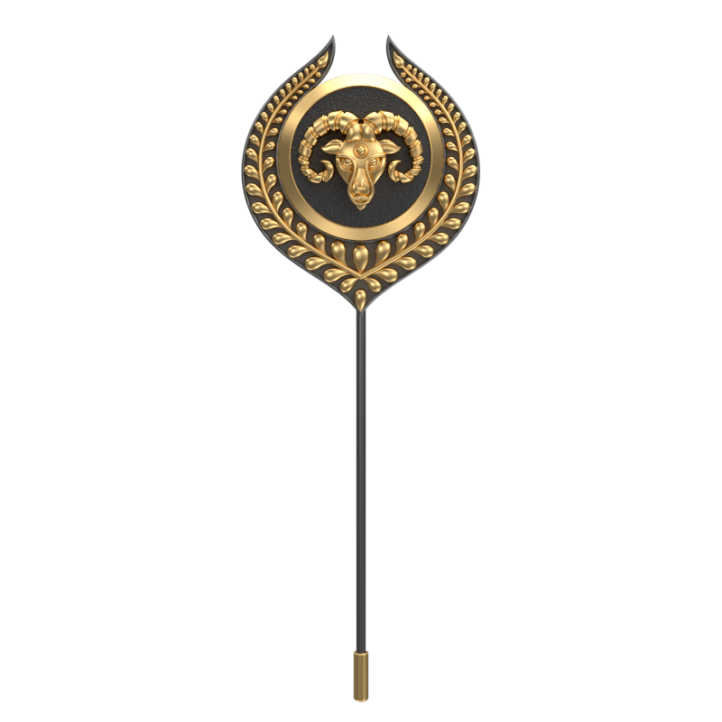 Aries Zodiac, Leaf Constellation Lapel with 18kt Gold & Black Ruthenium Plating and Enamel on Brass.