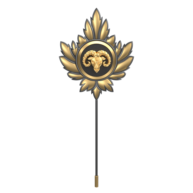 Aries Zodiac, Maple Constellation Lapel with 18kt Gold & Black Ruthenium Plating and Enamel on Brass.