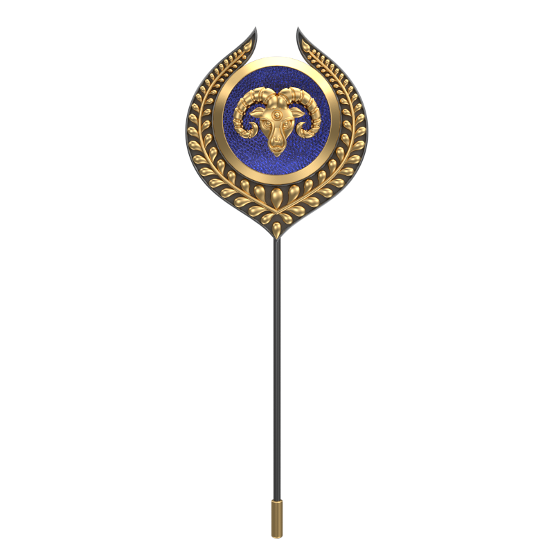 Aries Zodiac, Leaf Constellation Lapel with 18kt Gold & Black Ruthenium Plating and Enamel on Brass.