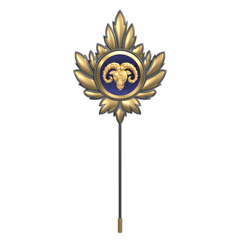 Aries Zodiac, Maple Constellation Lapel with 18kt Gold & Black Ruthenium Plating and Enamel on Brass.