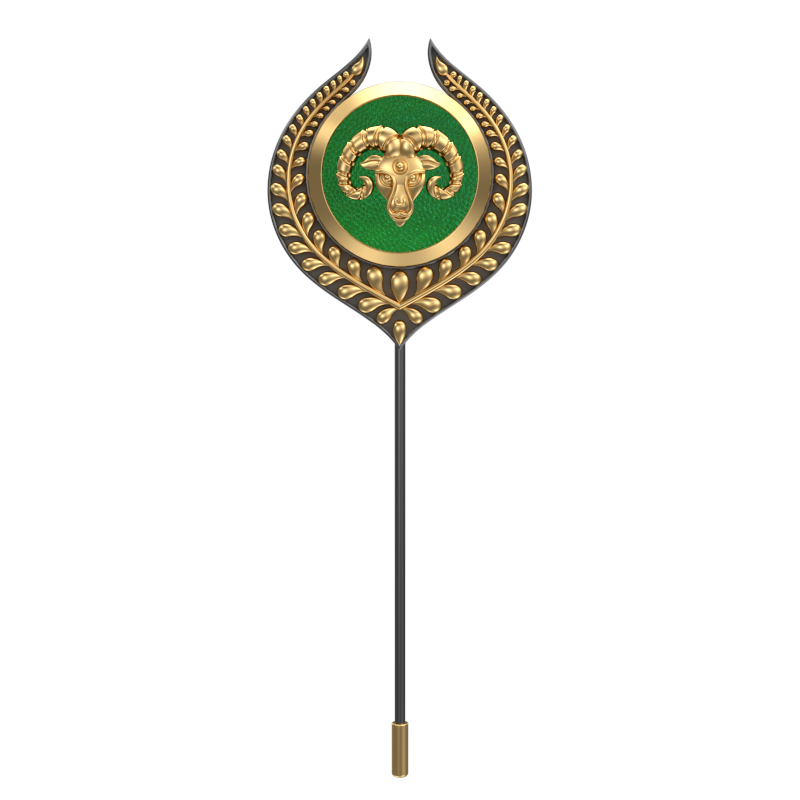 Aries Zodiac, Leaf Constellation Lapel with 18kt Gold & Black Ruthenium Plating and Enamel on Brass.
