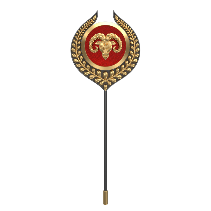 Aries Zodiac, Leaf Constellation Lapel with 18kt Gold & Black Ruthenium Plating and Enamel on Brass.