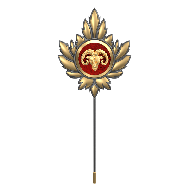 Aries Zodiac, Maple Constellation Lapel with 18kt Gold & Black Ruthenium Plating and Enamel on Brass.