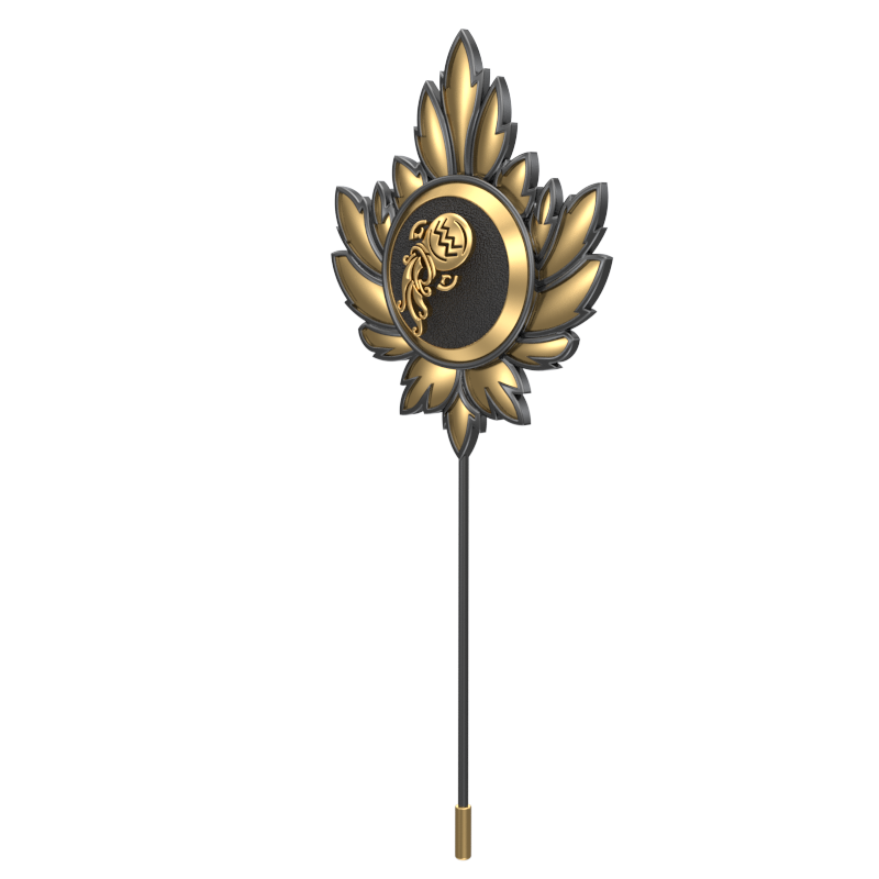 Aquarius Zodiac, Maple Constellation Lapel with 18kt Gold & Black Ruthenium Plating and Enamel on Brass.