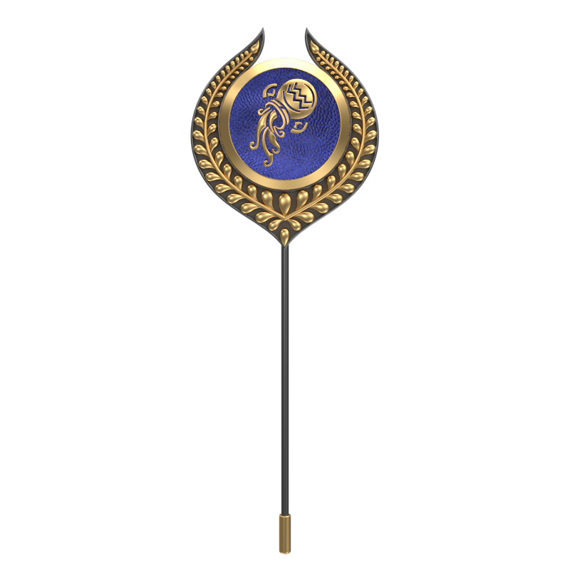 Aquarius Zodiac, Leaf Constellation Lapel with 18kt Gold & Black Ruthenium Plating and Enamel on Brass.