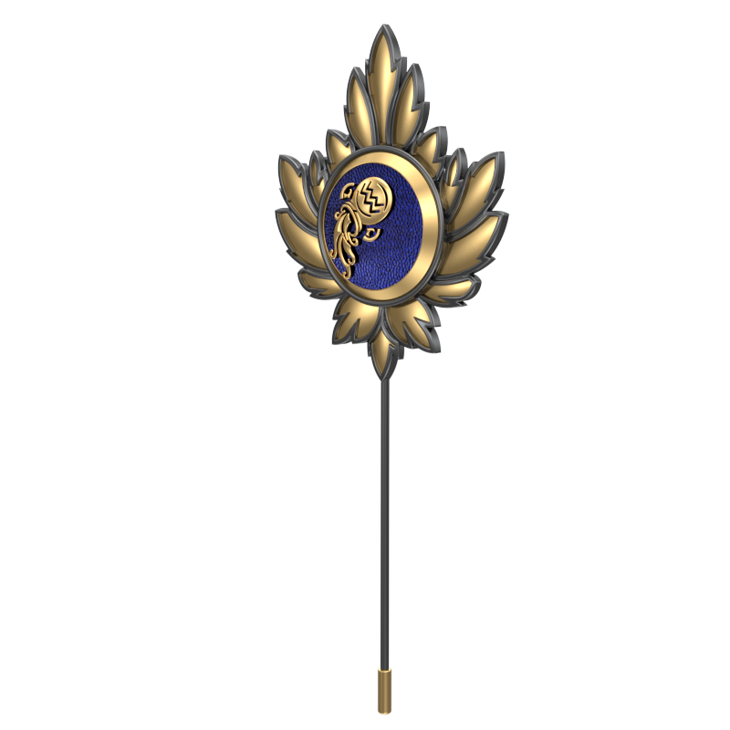 Aquarius Zodiac, Maple Constellation Lapel with 18kt Gold & Black Ruthenium Plating and Enamel on Brass.