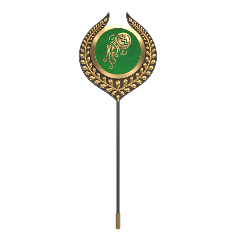Aquarius Zodiac, Leaf Constellation Lapel with 18kt Gold & Black Ruthenium Plating and Enamel on Brass.