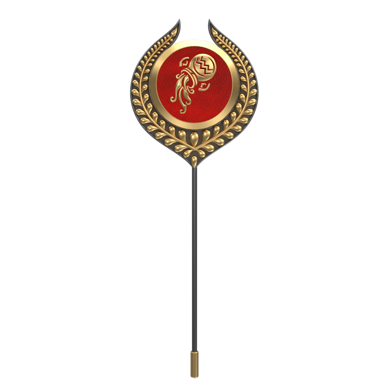 Aquarius Zodiac, Leaf Constellation Lapel with 18kt Gold & Black Ruthenium Plating and Enamel on Brass.