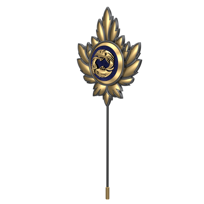 Pisces Zodiac, Maple Constellation Lapel with 18kt Gold & Black Ruthenium Plating and Enamel on Brass.