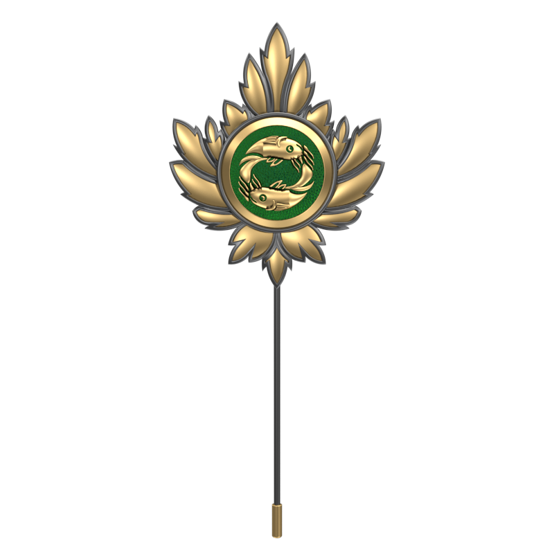 Pisces Zodiac, Maple Constellation Lapel with 18kt Gold & Black Ruthenium Plating and Enamel on Brass.