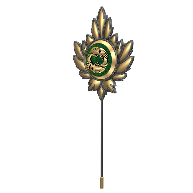 Pisces Zodiac, Maple Constellation Lapel with 18kt Gold & Black Ruthenium Plating and Enamel on Brass.