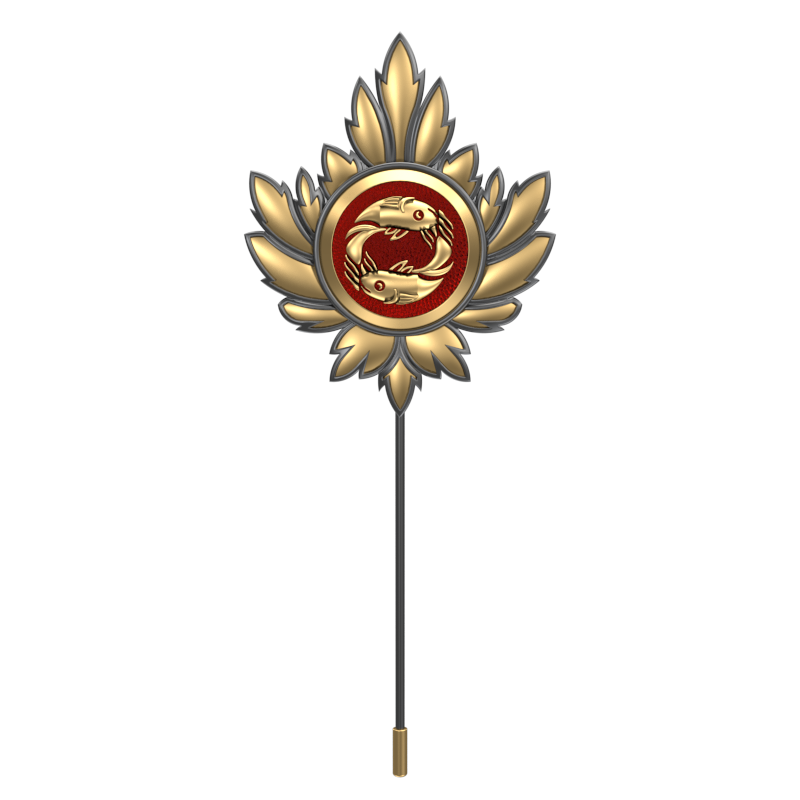 Pisces Zodiac, Maple Constellation Lapel with 18kt Gold & Black Ruthenium Plating and Enamel on Brass.