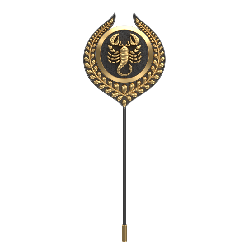 Scorpio Zodiac, Leaf Constellation Lapel with 18kt Gold & Black Ruthenium Plating and Enamel on Brass.