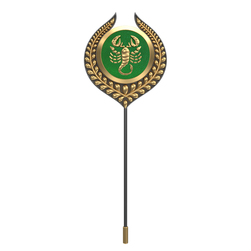 Scorpio Zodiac, Leaf Constellation Lapel with 18kt Gold & Black Ruthenium Plating and Enamel on Brass.