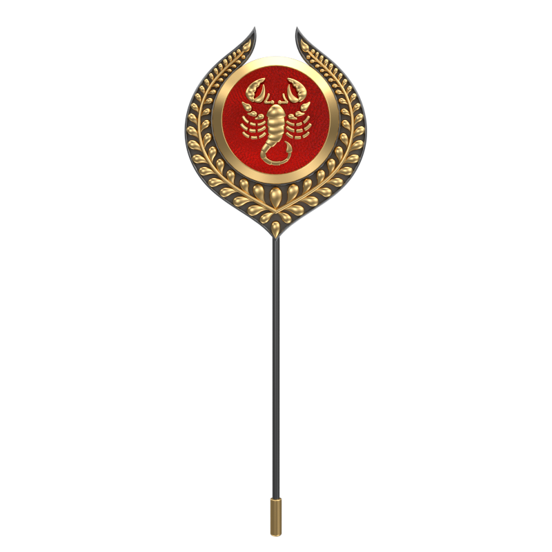 Scorpio Zodiac, Leaf Constellation Lapel with 18kt Gold & Black Ruthenium Plating and Enamel on Brass.