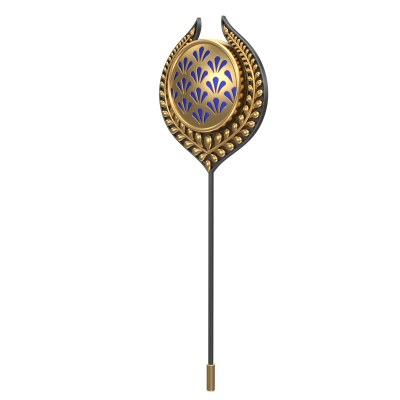 Bloom , Leaf Classic Lapel with 18kt Gold & Black Ruthenium Plating and Enamel on Brass.