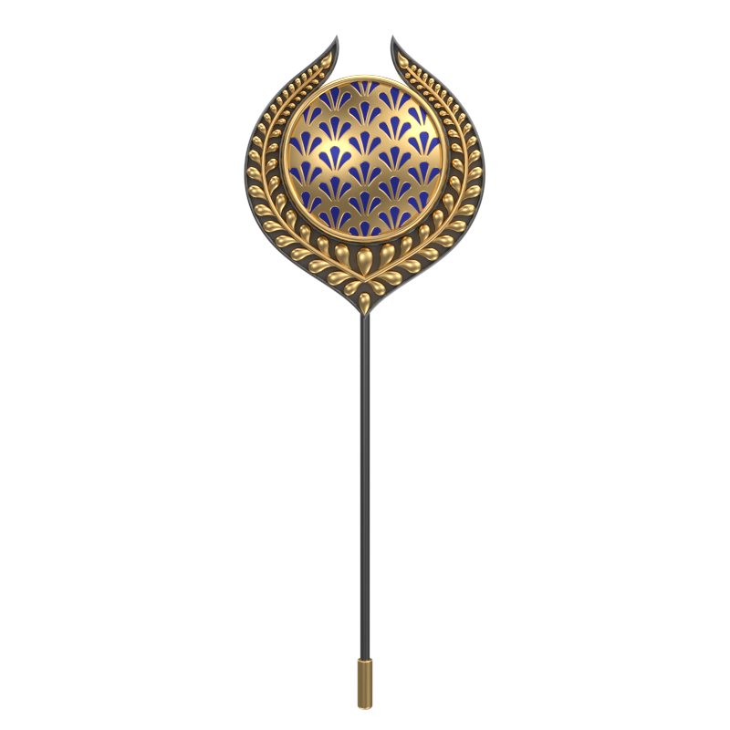 Bloom , Leaf Classic Lapel with 18kt Gold & Black Ruthenium Plating and Enamel on Brass.