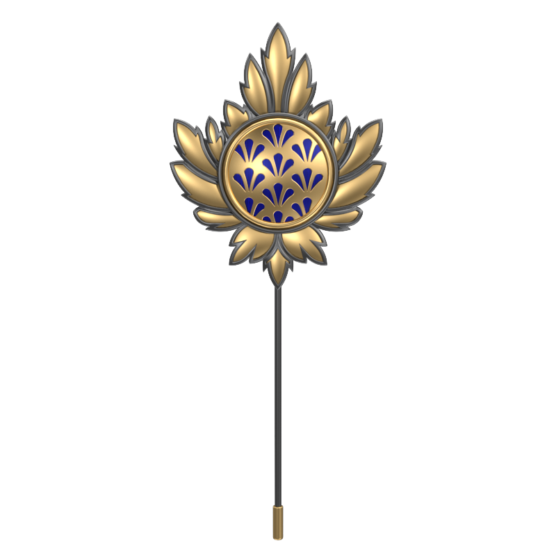 Bloom , Maple Classic Lapel with 18kt Gold & Black Ruthenium Plating and Enamel on Brass.