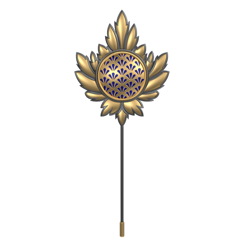 Bloom , Maple Classic Lapel with 18kt Gold & Black Ruthenium Plating and Enamel on Brass.