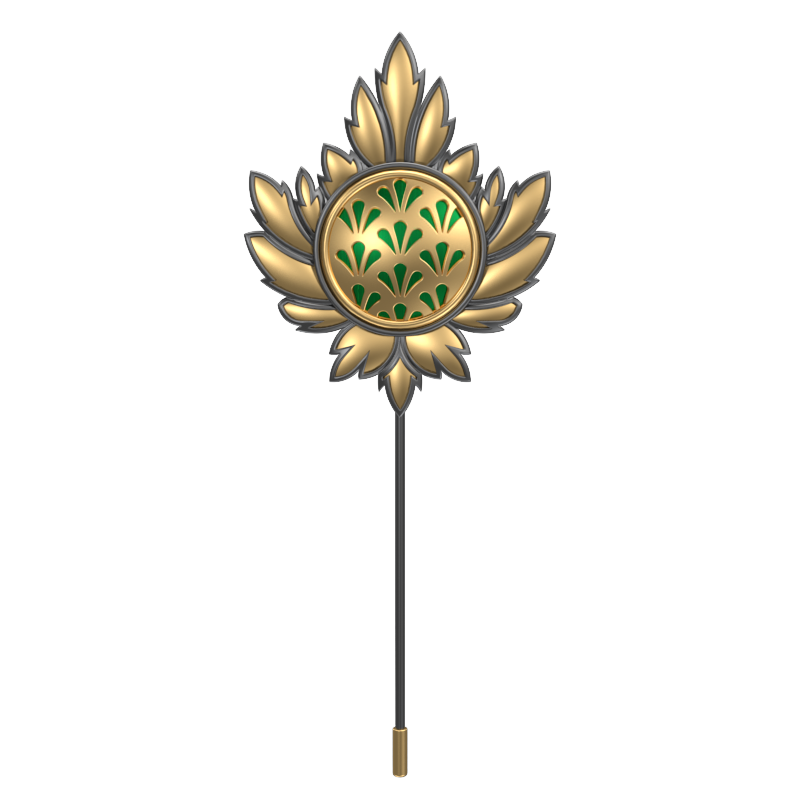 Bloom , Maple Classic Lapel with 18kt Gold & Black Ruthenium Plating and Enamel on Brass.
