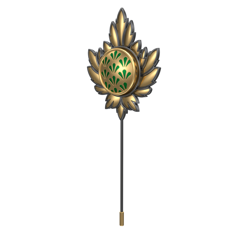 Bloom , Maple Classic Lapel with 18kt Gold & Black Ruthenium Plating and Enamel on Brass.