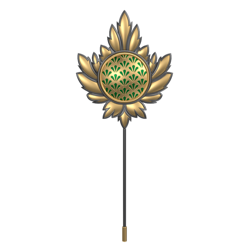 Bloom , Maple Classic Lapel with 18kt Gold & Black Ruthenium Plating and Enamel on Brass.