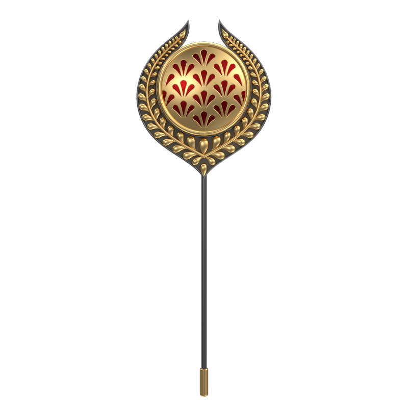 Bloom , Leaf Classic Lapel with 18kt Gold & Black Ruthenium Plating and Enamel on Brass.