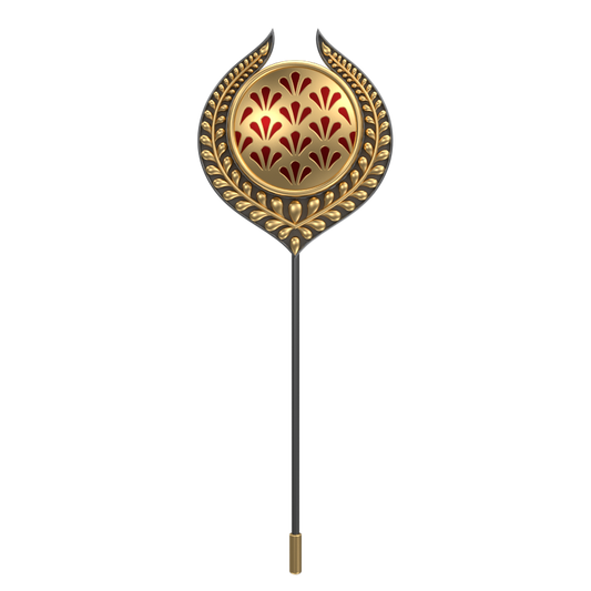 Bloom , Leaf Classic Lapel with 18kt Gold & Black Ruthenium Plating and Enamel on Brass.