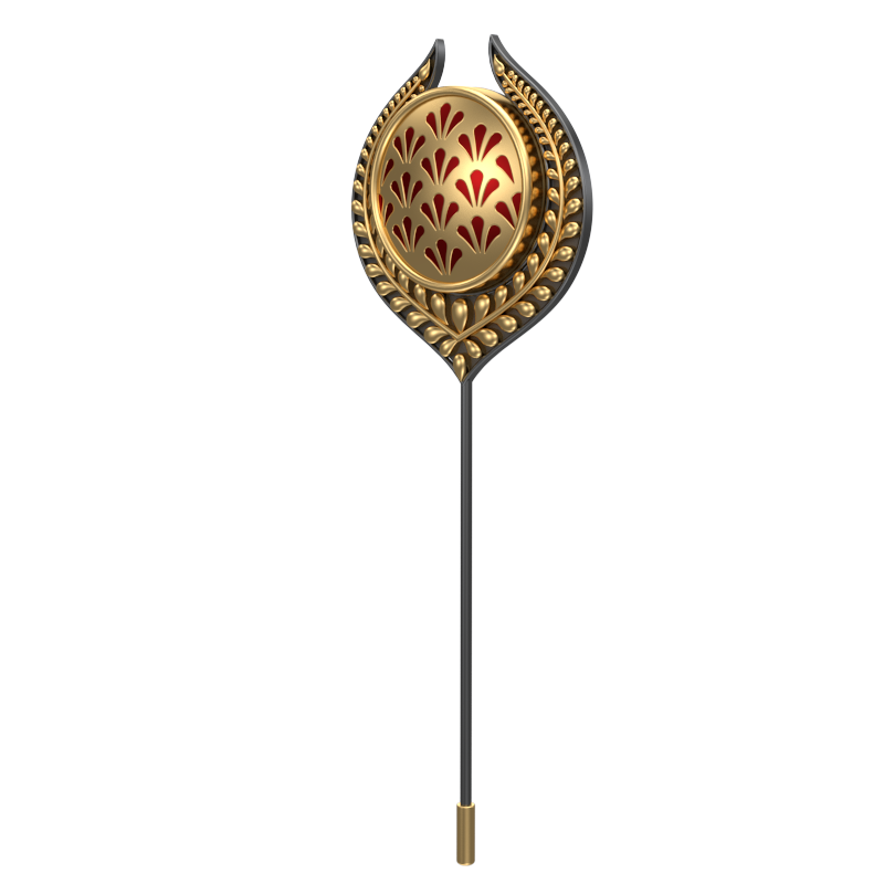 Bloom , Leaf Classic Lapel with 18kt Gold & Black Ruthenium Plating and Enamel on Brass.