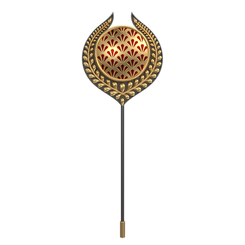 Bloom , Leaf Classic Lapel with 18kt Gold & Black Ruthenium Plating and Enamel on Brass.