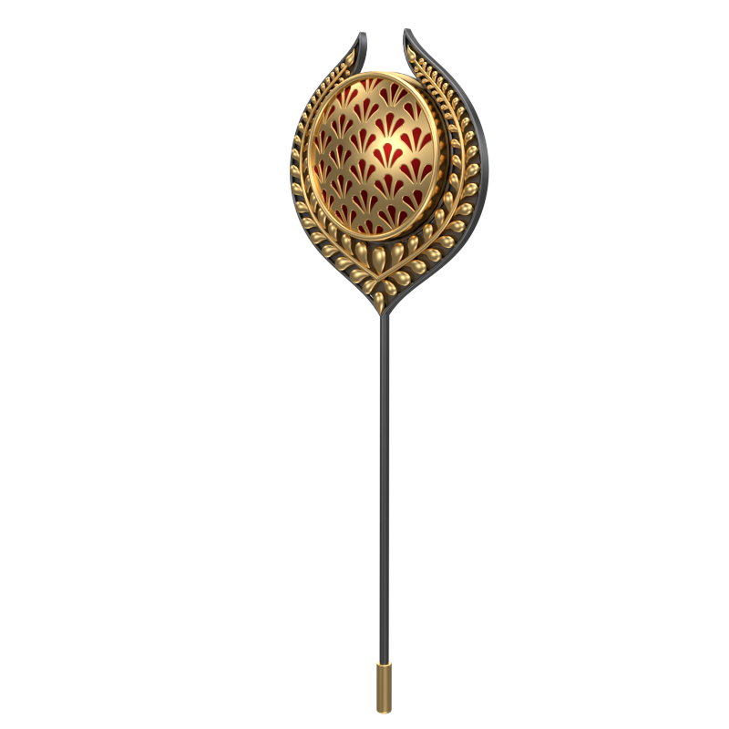 Bloom , Leaf Classic Lapel with 18kt Gold & Black Ruthenium Plating and Enamel on Brass.