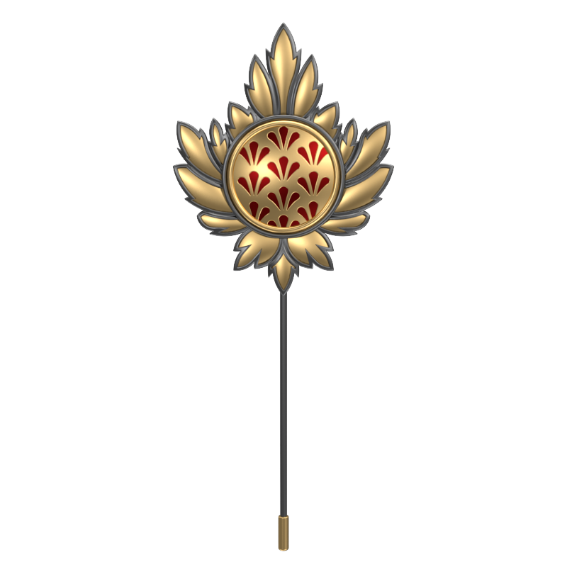 Bloom , Maple Classic Lapel with 18kt Gold & Black Ruthenium Plating and Enamel on Brass.