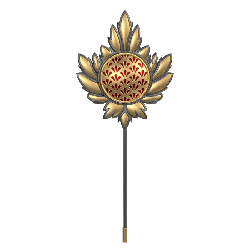 Bloom , Maple Classic Lapel with 18kt Gold & Black Ruthenium Plating and Enamel on Brass.